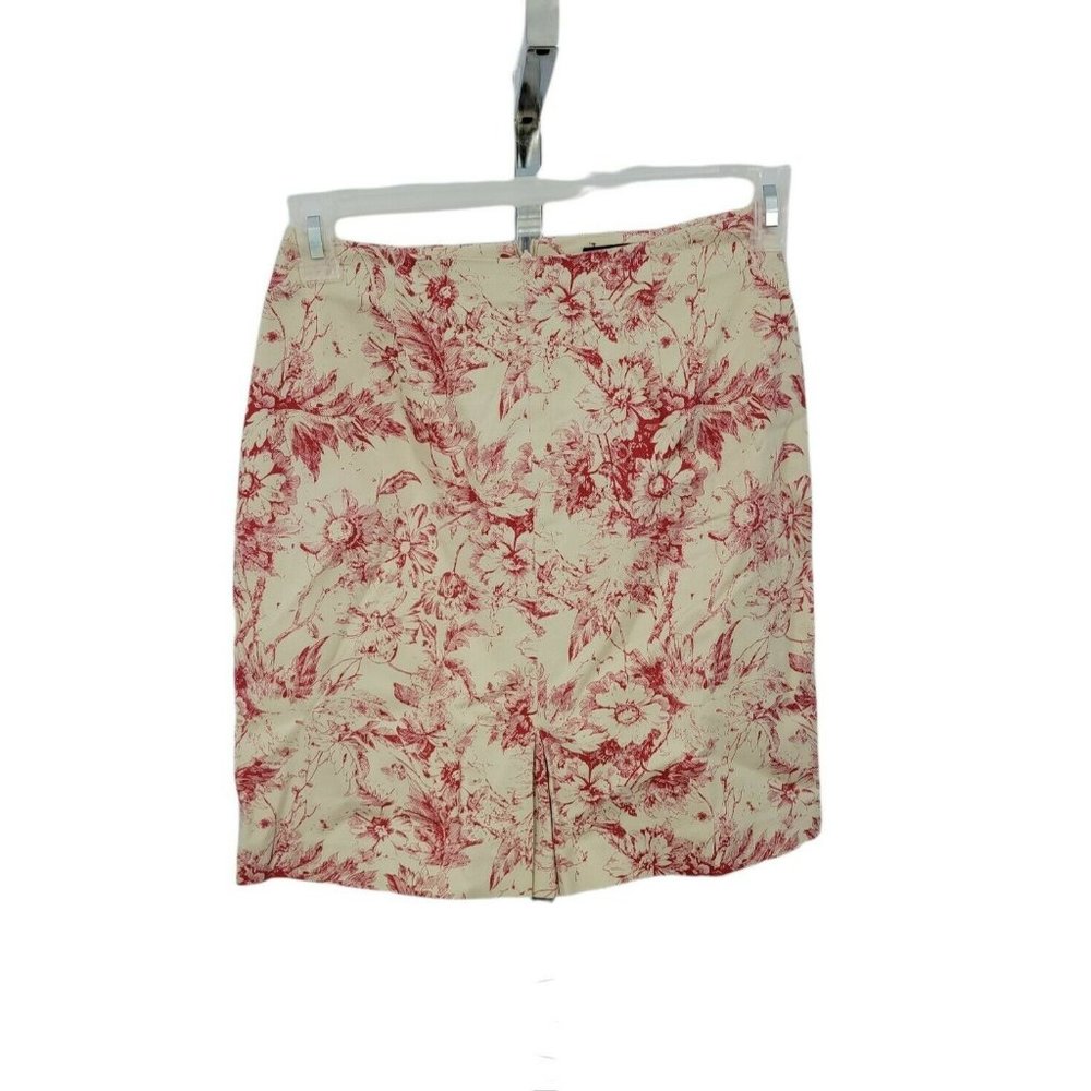 Bentley Arbuckle Red and Cream Vintage Cotton Blend Pencil Skirt Size S